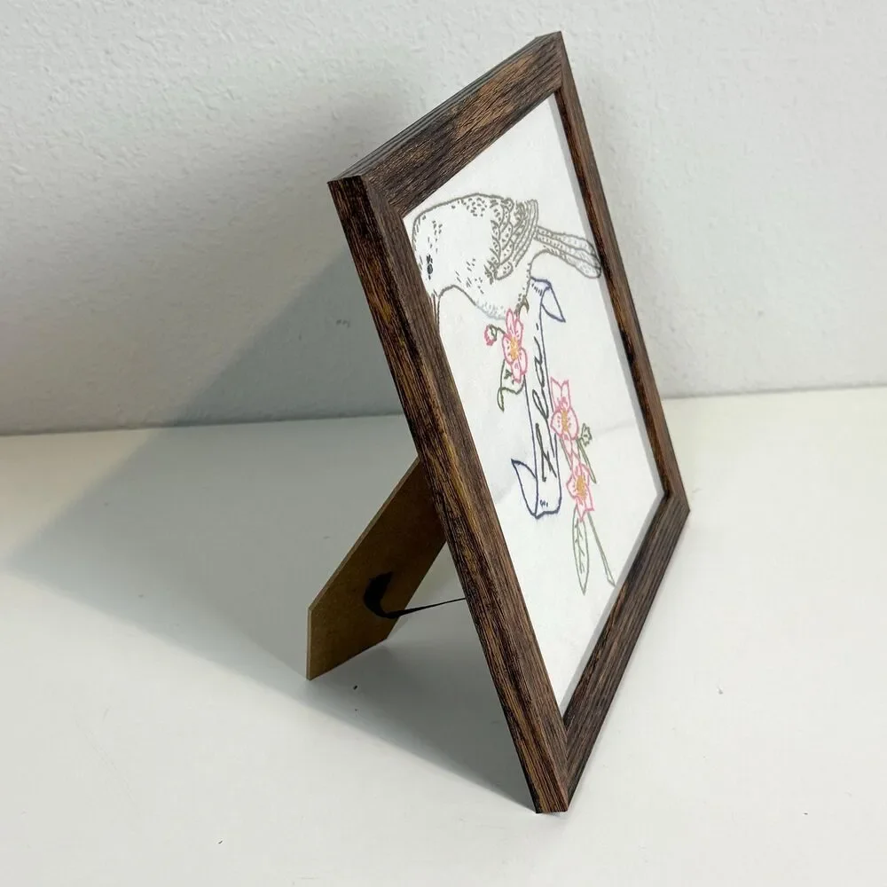 Handmade Vintage Florida State Bird & Flower Framed 9x9”